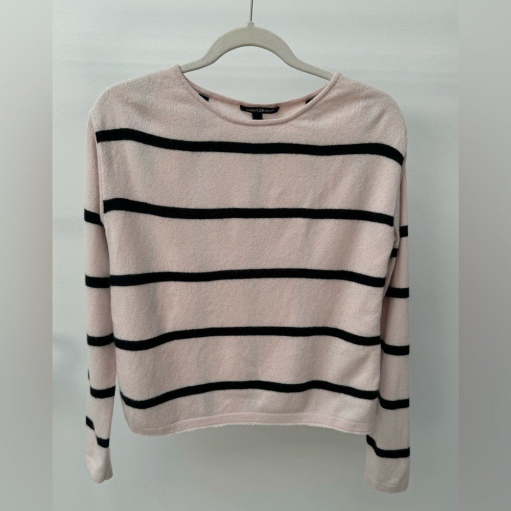 Luisa Cerano Striped Wool,‎ Silk & Cashmere Blend Sweater, Size 6